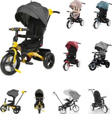 Produktbild von Lorelli Tricycle Jaguar 4 in 1 Schiebestange Sitz drehbar, verstellbar, Faltdach schwarz