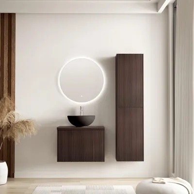 Zdjęcie produktu dla LOMAZOO TROPANI 60 cm, orzech ryflowany, czarna umywalka