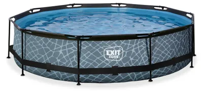Produktbild von EXIT Stone Rahmenpool ø360, Aufstellpool, mit Filterpumpe, Rund, Grau