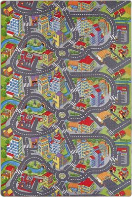 Kinderteppich Straße Spielteppich Straßenteppich Stadt Auto Bunt 200 x 300 cm
