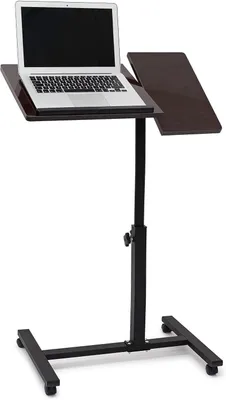 Immagine prodotto di Tavolo portatile per laptop su ruote - Regolabile in altezza - Rotante - 95 x 60 x 40,5 cm - Nero
