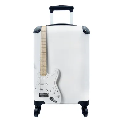 Produktbild von MuchoWow® Koffer Handgepäck Trolley Rollkoffer Kleine Reisekoffer mit 4 Rollen - Eine weiße E-Gitarre - Cabin Size < 55x40x23 cm & 55x40x20 cm - Fotokoffer - Kabinenkoffer - Boardgepäck - Reise-Box - Reisekoffer - Reisegepäck - Koffer mit Bild - Trolley für Kinder