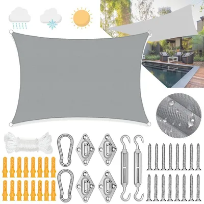 Produktbild von Sonnensegel Sonnenschutz Schattentuch - Wasserdicht - 3 x 4 m - Oxford-Gewebe - 98% UV-Schutz - Für Garten und Terrasse