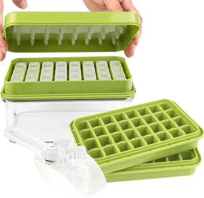 Produktbild von Famanu Eiswürfelform 64 Stück mit Deckel - wiederverwendbar, stapelbar, für Getränke und Cocktails