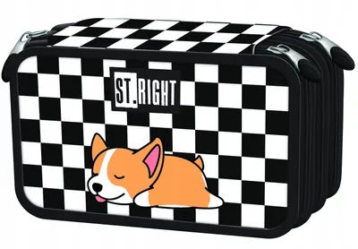 Produktbild von Dreifaches Federmäppchen mit schlichter Corgi-Ausstattung