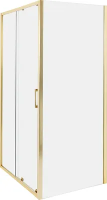 Produktbild von BELIANI Duschkabine Gold aus Sicherheitsglas Aluminium Rahmen Einzeltür Schiebetür mit Magnetschloss 80x100x185cm Duschabtrennung Modernes Design
