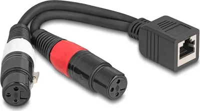 Obrázek produktu pro DeLOCK 88178, RJ-45, Samice, 2 x XLR (3-pin), Samice, 0,2 m, Černá