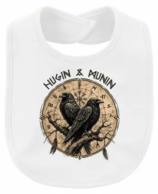 Obrázok produktu pre Viking, Rabeň, Odin, Huginn, Muninn, Vegvízir, severská mytológia, detská plienka, biela, univerzálna veľkosť