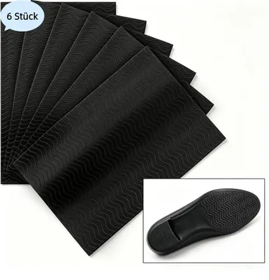 Produktbild von 6 Stück Schuhsohle Gummi,Schuhsohlen Zum Aufkleben,Anti Rutsch Sohle Schuhsohlen Protektoren Schwarz