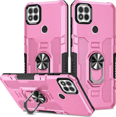 Produktbild von Redmi 9C Hülle, Dual Layer Robuste Rüstung Ringhalter Ständer Schutzhülle für Xiaomi Redmi 9C Pink