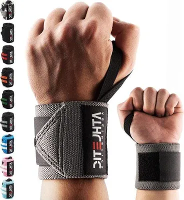 Image de Lot de 2 bandes de poignet de fitness en caoutchouc de 45 cm pour la musculation et le bodybuilding