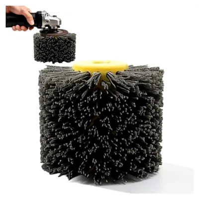 Produktbild von Schleifbürste mit 120 Körnung, 120x100mm Nylonbürste, Grit Bürste für Holz, zum Entgraten, Entrosten, Schleifen und Polieren, Schwarz