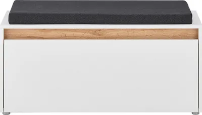 Produktbild von Garderoben Schuhbank mit Sitzkissen in weiß mit Eiche CRISP-61