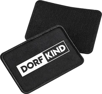 Produktbild von Huuraa Patch Dorfkind Modern Black 10 x 6,5cm Baumwolle Klettpatch für Mütze Geschenkidee
