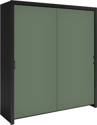 Produktbild von Schwebetürenschrank Frama 185X206X60 Cm 2 Türiger Kleiderschrank Schrank (Schwarz/Grün)