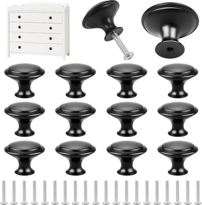 Produktbild von Schraubenzieher 30 mm roestvriestahl - Set von 12 - Runde Ladegreifen für Schränke - Mit Schrauben - Für Schubladen, Küche, Badezimmer, Kleiderschränke