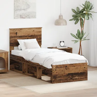 Image de vidaXL Cadre de lit vieux bois 75 x 190 cm Pin massif
