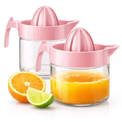 Produktbild von Zitruspresse 2 Set Zitronenpresse Manuell Saftpresse Orangenpresse Pastell Rosa