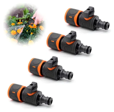 Produktbild von Kupplung mit Regulierventil, 4 Stück Gartenschlauch Schnellkupplung, Gartenschlauch Verbinder mit Absperrventil, Schlauchverbinder für 1/2 Zoll Wasserschläuche