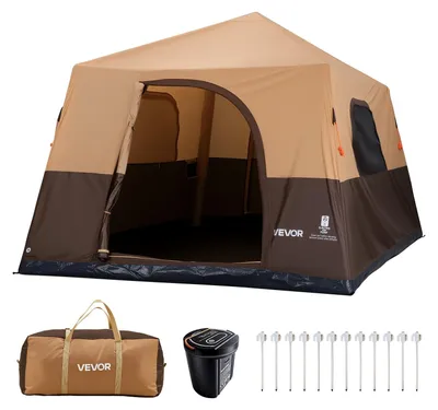 Immagine prodotto di Tenda da campeggio VEVOR per 8 persone, tenda familiare gonfiabile con pompa ricaricabile, tubo d'aria in TPU e 4 finestre a rete, tenda con cabina e borsa da trasporto, ideale per campeggio e trekking in famiglia, color beige
