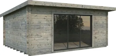 Produktbild von Gartenhaus Palmako Lea 19,4 m² Schiebetür Sicherheitsglas inkl. Fußboden 578 x 451 cm grau