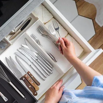 Produktbild von Famanu Besteckbox 6 Fächer - Organizer für Küchenschublade - 40 x 32 cm