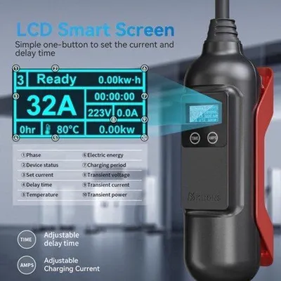 Productafbeelding van Laadkabel Auto 11 kW 6 Meter Type 2 Stekker Zwart Draagbaar Oplaadkabel Elektrisch Voertuig