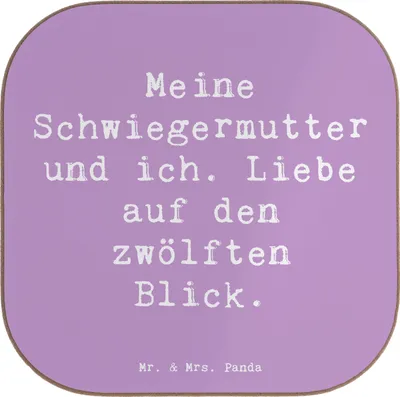 Produktbild von Mr. & Mrs. Panda weinglasuntersetzer Spruch Schwiegermutter Liebe - Lavendeltraum - Geschenk, Untersetzer Tasse, Coaster, Schwiegereltern, gläseruntersetzer, Dankbarkeit