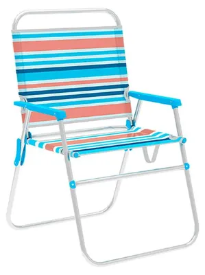 Produktbild von Marbueno Klappstuhl Aluminium Orange und Blau Streifen Strand Pool 52X56X80 cm 10462