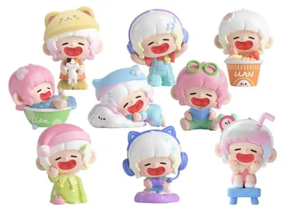 Imagen del producto de Conjunto de 8 figuras coleccionables sorpresa, "Lazy Home Diary", 9 cm