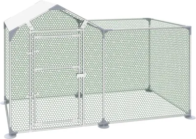 Imagen del producto de QEENTOE, gallinero con área de esparcimiento, jaula para gallinas de acero galvanizado con cerradura, volera estable para aves de corral, 2 x 1 metro