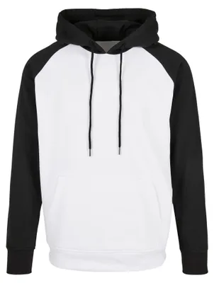 Produktbild von Build Your Brand - Kapuzenpullover für Herren Raglanärmel LT4791 (S) (Weiß/Schwarz)