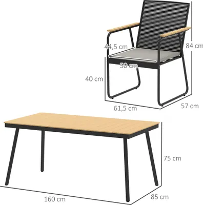 Produktbild von Outsunny Sitzgruppe 7-teilig Metall Essgruppe für 6 Personen Esstisch mit Tisch
