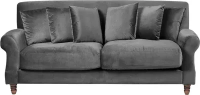 Produktbild von BELIANI 2-Sitzer Sofa Grau Samtbezug mit Mehreren Kissen Holzbeine Dicke Sitzkissen Freistellbar Modern Retro Design Wohnzimmer Polstersofa