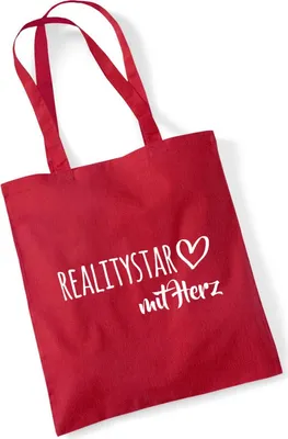 Produktbild von Huuraa Jutebeutel Ralitystar mit Herz 10 Liter Classic Red Baumwolle Tasche Geschenkidee