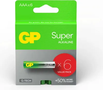 Produktbild von GP ReCyko Super Alkaline-Batterien AAA/LR03 G-TECH, 6 Stück