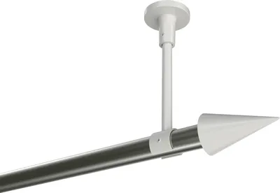 Produktbild von Interdeco Gardinenstange / Vorhangstange Edelstahl-Optik / Weiß, Typ Sonette Savio (Kegel) ohne Ringe, Deckenmontage, 20 mm Ø 1-läufig, 320 cm