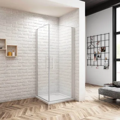 Produktbild von 90x70cm 185cm 5mm Eckeinstieg Duschkabine Duschtür Drehtür Eckdusche
