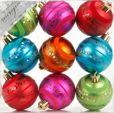 Produktbild von Weihnachtskugeln Dekorierte Kugeln Kunststoff 6cm 9er Set Mille Fiori