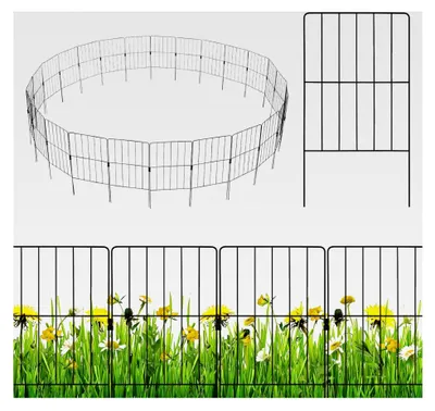 Produktbild von 25 Stück Metallgartenzaun, 60 cm hoch, dekorativer Zaun für Garten, Gartenbeet, Teichzaun
