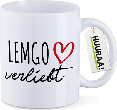 Produktbild von Huuraa Kaffeetasse Lemgo verliebt 330ml Weiß Keramik Kaffeebecher Geschenkidee