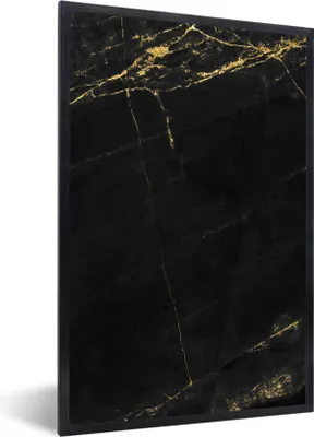 Produktbild von MuchoWow® Gerahmtes Poster Marmor - Schwarz - Gold - Chic - Marmoroptik - Design 60x90 cm - Poster mit Schwarzem Bilderrahmen Wandposter Rahmen Foto Bilder - Kunst
