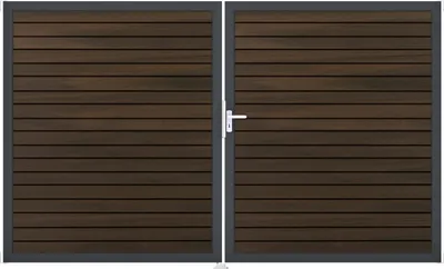 Produktbild von Groja Solid Rhombus Doppeltor mit Alurahmen 3000 x 1800 mm teak_co_extrudiert DIN Links