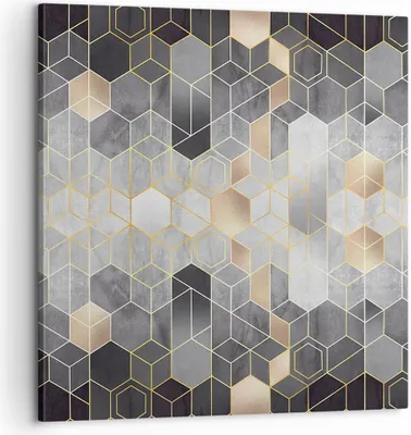 Produktbild von Bild auf Leinwand - Leinwandbild - Einteilig - Geometrisch Abstraktion Sechsecke - 60x60cm - Wand Bild - Wanddeko - Wandbilder - Leinwanddruck - Bilder - Wanddekoration - Leinwand bilder AC60x60-4776