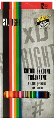 Obrázok produktu pre Trojhranné školské ceruzky 12 farieb ST.RIGHT