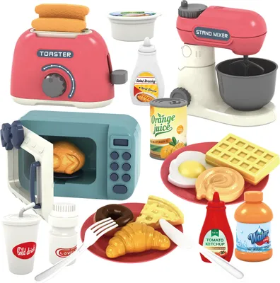 Produktbild von Kinderplay Kinderküche Spielset – Mikrowelle, Mixer, Toaster – Pretend Play Geräte für Kinder (KP4190)