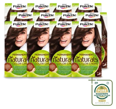 Imagen del producto de 12 tintas para el cabello Poly Palette, tono castaño medio 5-0, 115 ml cada una. Paquete de suministro, 12 unidades