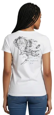 Produktbild von Spreadshirt Der Herr Der Ringe Rückenprint Mittelerde-Karte Frauen T-Shirt, L, Weiß