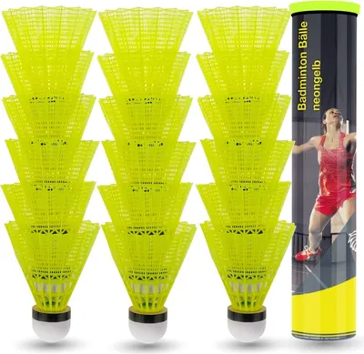Produktbild von 18x Federbälle gelb Badmintonbälle für Training & Wettkampf Badminton