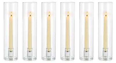 Image de Cylindres en verre pour bougies, ouverts en dessous, transparents, lot de 6